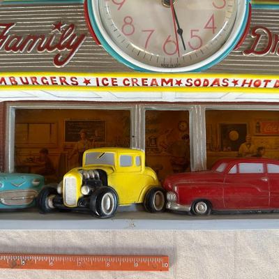 Vintage New Haven Quartz - Coca Cola Family Drive In Wall Clock 1950s