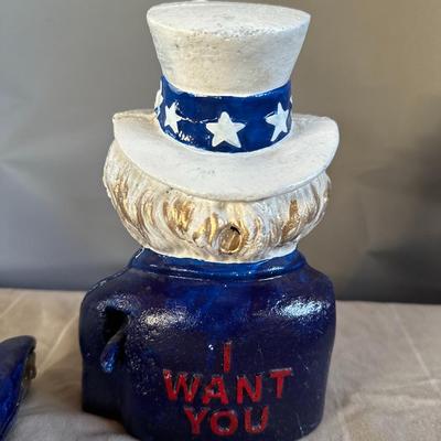 Die Cast Iron - Uncle Sam Coin Bank (Broken Arm)