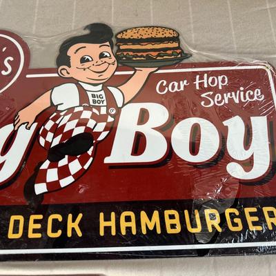 Antique Bob's Big Boy - Car Hop Service Metal Sign (In Plastic)