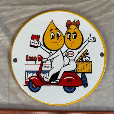 Esso Oil Round Metal Sign