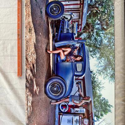 Two Ladies at the Gas Station Metal Artwork