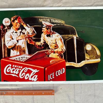 Vintage Coca-Cola "Stop for a pause GO Refreshed" Metal Sign