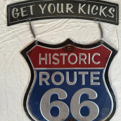 Historic Route 66 Hanging Metal Sign