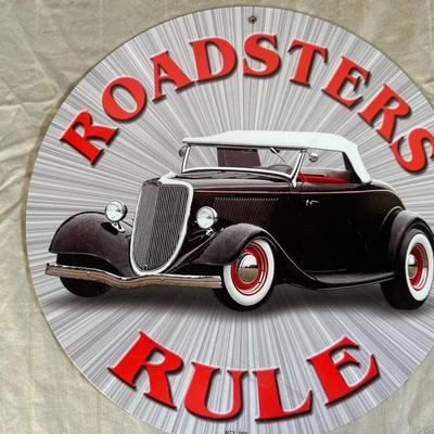 "Roadsters Rule" Metal Round Sign