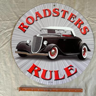 "Roadsters Rule" Metal Round Sign
