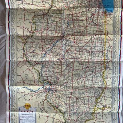 Shell Oil Antique Illinois 1935 Road Map