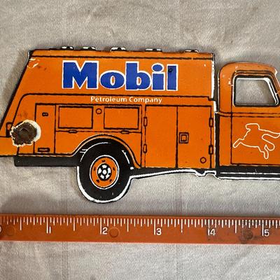 Mobil Oil Orange Truck Metal Artwork
