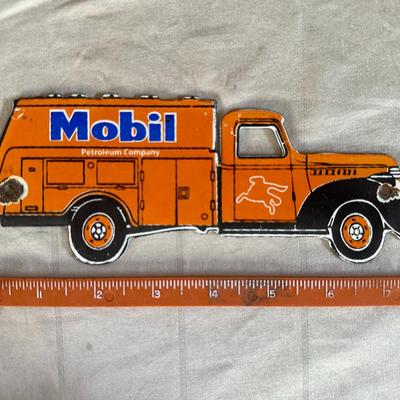 Mobil Oil Orange Truck Metal Artwork