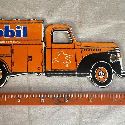 Mobil Oil Orange Truck Metal Artwork