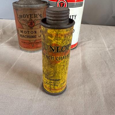 Lot of Three (3) Antique Oil Can, Brake Fluid Bottle, Chalk Dispenser