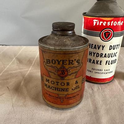 Lot of Three (3) Antique Oil Can, Brake Fluid Bottle, Chalk Dispenser