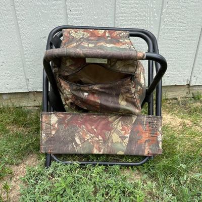 NEOPRENE WADERS SIZE 11R AND A FOLDING CHAIR WITH BACKREST AND STORAGE POCKET