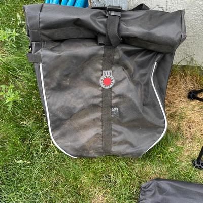 BANJO BROTHERS WATERPROOF CYCLING PANNIERS AND A FOLDING TABLE