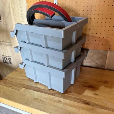 3 STACKABLE BINS OF HARDWARE