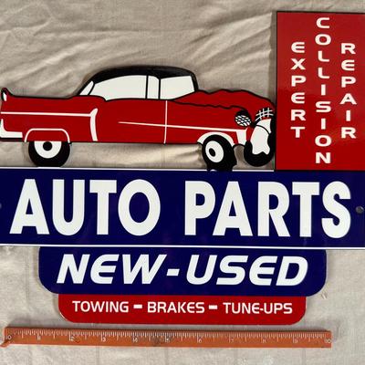 Vintage Expert Collision Repair Auto Parts New-Used - Hanging Metal Sign
