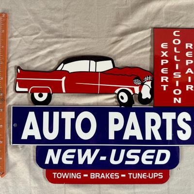 Vintage Expert Collision Repair Auto Parts New-Used - Hanging Metal Sign