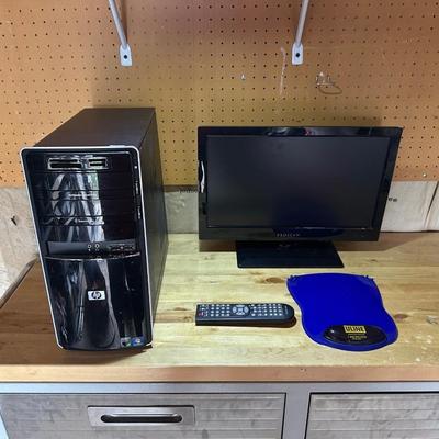 HP COMPUTER TOWER W/WIN 7 AND A PROSCAN 19" LED TV