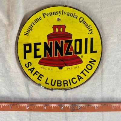 Antique Pennzoil Round Metal Sign