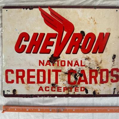 Antique Chevron National "Credit Cards Accepted" Metal Sign