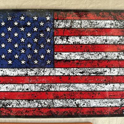 Metal Hanging American Flag Sign "This We'll Defend"