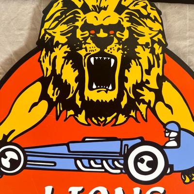 Antique Lions Drag Strip Large Metal Sign