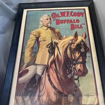Col. W.F. Cody "Buffalo Bill" Framed Artwork (The Strobridge Litho Co.)