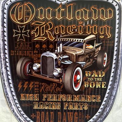 Outlaw Racing Hanging Metal Sign