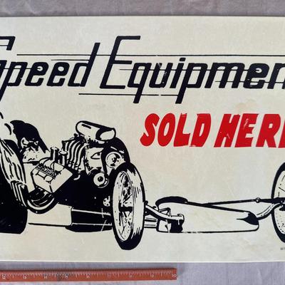 Speed Equipment Sold Here - Antique Hanging Metal Sign