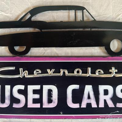 Antique Chevrolet USED CARS Hanging Metal Sign 