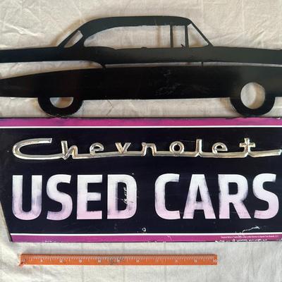 Antique Chevrolet USED CARS Hanging Metal Sign 