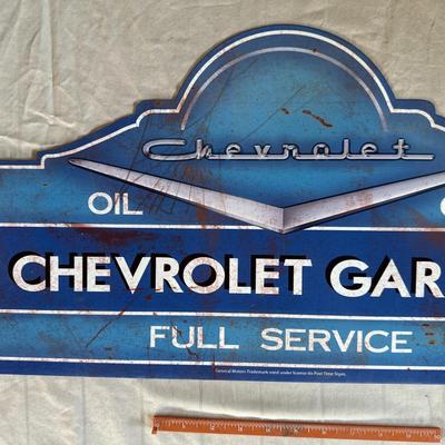 Antique Chevrolet Garage Full Service Metal Hanging Sign
