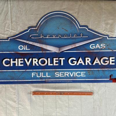 Antique Chevrolet Garage Full Service Metal Hanging Sign