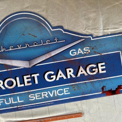 Antique Chevrolet Garage Full Service Metal Hanging Sign