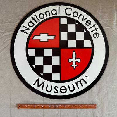Antique National Corvette Museum Round Metal Sign