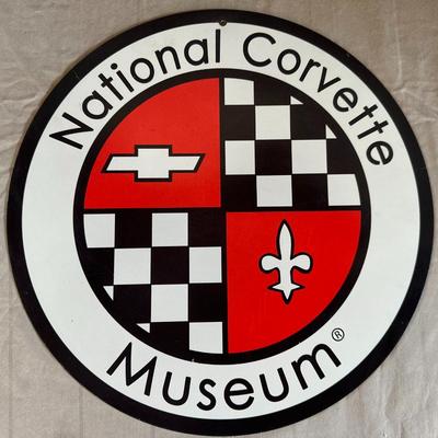 Antique National Corvette Museum Round Metal Sign