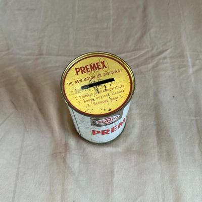 Antique SOHIO Premex Oil Can / Coin Bank