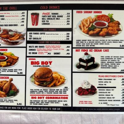 Vintage Bob's Big Boy Menu