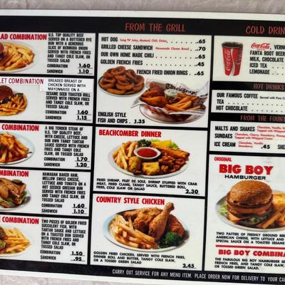 Vintage Bob's Big Boy Menu
