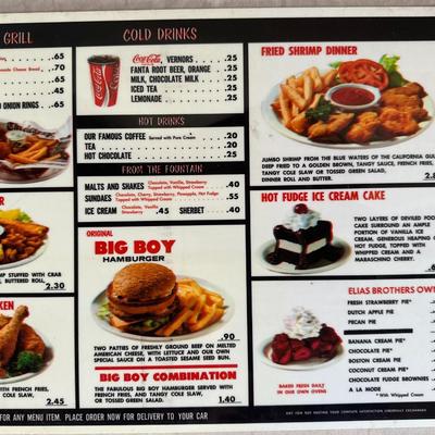 Vintage Bob's Big Boy Menu
