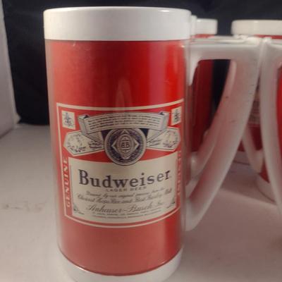 Vintage Thermo-Serv Budweiser Plastic Beer Mugs- Set of Six