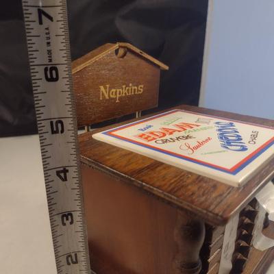 Vintage Napkin Holder with Drink Coasters