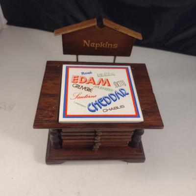 Vintage Napkin Holder with Drink Coasters