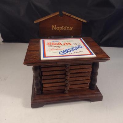 Vintage Napkin Holder with Drink Coasters