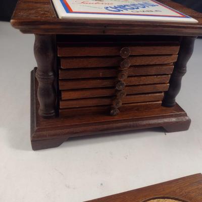 Vintage Napkin Holder with Drink Coasters