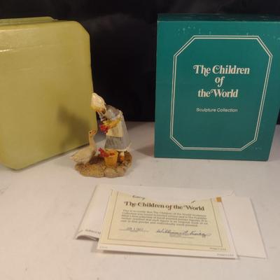 Pair of 'Children of the World' Franklin Mint Figurines- Netherlands and France- Hand Painted Pewter
