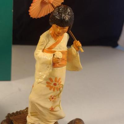 Pair of 'Children of the World' Franklin Mint Figurines- Japanese Girl and Italian Boy- Hand Painted Pewter