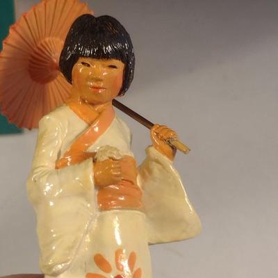 Pair of 'Children of the World' Franklin Mint Figurines- Japanese Girl and Italian Boy- Hand Painted Pewter