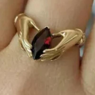 1.00Ct Marquise Cut Red Garnet Solitaire Engagement Ring 14K Yellow Gold Finish