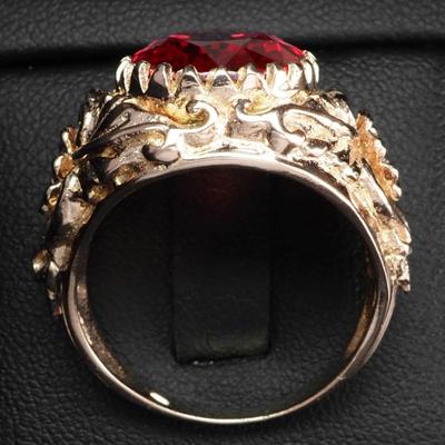 925 Sterling Silver Rose Gold Plated Rings Estate Sunset Orange Sapphire 13.50Ct