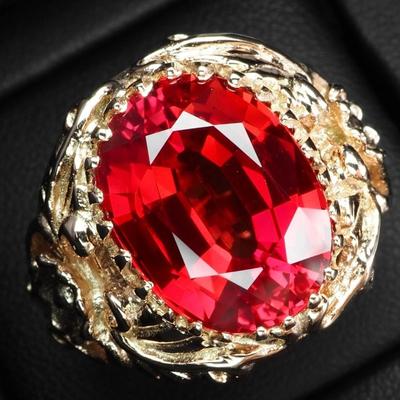 925 Sterling Silver Rose Gold Plated Rings Estate Sunset Orange Sapphire 13.50Ct